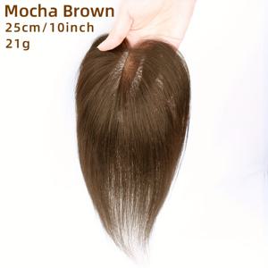 TEMU 여성용 수제 인모 가발 조각 | 상단 헤어 두꺼움, 볼륨, 흰머리 커버, 매끄러운 연출