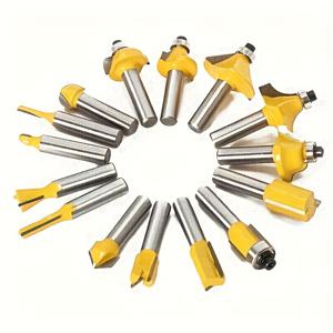 TEMU 15개 텅스텐 카바이드 목공 밀링 커터 세트 - 6.35mm 샹크 헤비듀티 정밀 공구, 목재, 플라스틱, 복합재용 - 테이블쏘, 라우터 테이블, 밀링 머신 호환