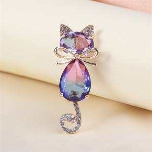 TEMU 고급스러운 컬러풀 캣 반짝이 브로치 럭셔리 여성 장식 부티크 키튼 동물 라인스톤 배지 코트 옷핀