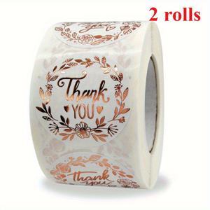 TEMU 1인치 로즈 골드 감사 스티커 1000개 2롤 세트. 작은 사업을 위한 지원을 감사하는 데 디자인되었습니다. 이 스티커는 생일, 크리스마스와 같은 특별한 날을 위한 카드 봉투 봉인 또는 라벨, 선물 포장용으로 사용할 수 있습니다.|카드스티커