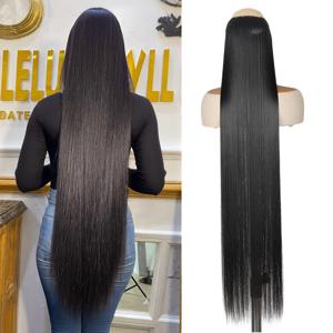 TEMU 24인치/40인치 긴 헤어 익스텐션, 여성용 가발 클립, 1개당 5개 클립 - 블랙, 여성 코스프레, 데일리 파티 메이크업, 축제, 결혼식, 카니발, 뮤직 페스티벌 및 기타 행사에 적합