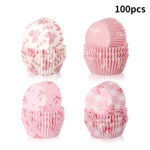 TEMU 100/200/300개 비스틱 베이킹 컵케이크 스탠드 - 웨딩, 생일, 부활절, 발렌타인데이, 어버이날 파티용 - 리본 프린트 비스틱 베이킹 페이퍼 포함, 케이크, 페이스트리, 컵케이크용 스탠다드 사이즈