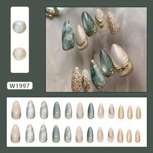 TEMU 외국 무역 3D 캣아이 불규칙 금박 그라데이션 탈부착 네일