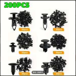 TEMU 자동차용 범용 고정 클립 200개, 6mm 7mm 8mm 9mm 10mm, 혼합 6가지 사이즈, TOYOTA, Ford, GM, HONDA용 범퍼 스냅 리벳, 자동차 부품 탈거 공구