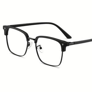 TEMU 빈티지 트렌디하고 패셔너블한 다용도 장식용 렌즈 세미 림리스 디자인 안경 1개, 남성 의상 및 선물용으로 최고의 선택