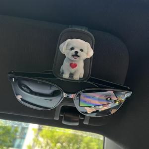 TEMU 1개, 귀여운 강아지 패턴 차량 선바이저 안경 클립, 차량 티켓 홀더, 창의적이고 패셔너블한 차량 안경 보관대, 차량 내부 수납, 범용형|선글라스|썬그라스