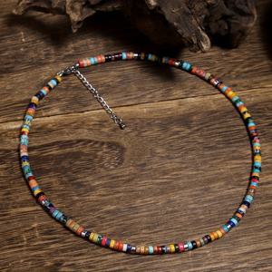 TEMU 천연석 1개 여성 목걸이, 수제 컬러풀 황제석 스페이서 비즈가 특징이며, 지구적인 스타일로 제작되었습니다.