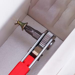 TEMU 좁은 공간용 핸들, 미끄럼 방지 그립, 플랫 & 돔 헤드, 금속 마감, 플라스틱 소재, 수동 작동, 1개 | 앞뒤, 팔꿈치 렌치, 직각 구부림, 십자형 머리 레드 래칫 스크루드라이버