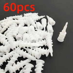 TEMU 60/120개 화이트 나일론 드라이월 앵커 - 스파이럴 플루트 디자인, 내구성 있는 플라스틱 소재, 석고보드 및 천장용 세밀한 나사산, 간편 설치, 사전 드릴링 불필요, 커튼 및 석고보드 적용에 이상적