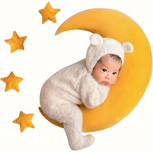 TEMU 아기와 별이 있는 플란넬 베개 5개 세트, 신생아 사진 촬영용 신기한 베개, 남아와 여아를 위한 이상적인 소품, 베이비 샤워 장식 및 부활절 선물로 완벽