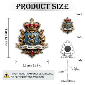 TEMU 1개 레갈 트라이엄프 크레스 엠블럼 | 2D 평면 아크릴 & 고무 소프트 자석, 금색 왕관 & 빨간색 보석 - 역사 애호가, 중세 시대 애호가 & 수집가에게 완벽