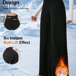 TEMU 여성용 겨울 가을 쿠롯 1개 | 플리스 안감, 하이웨이스트, 탄성 허리, 단색, 롱 기장의 패딩 와이드 레그 라운지 팬츠