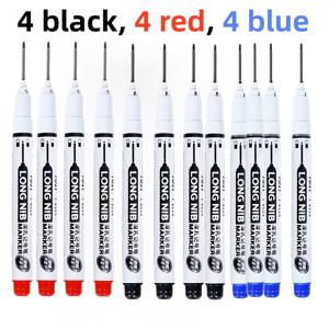 TEMU 12개입 긴 니브 마커, 30mm 깊은 구멍 정밀 - 빨간색, 검은색, 파란색, 초록색, 흰색 잉크 펜, 목공, 욕실 장식 및 플라스틱, 나무 공예에 적합