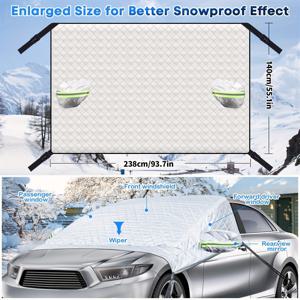 TEMU 범용 차량용 얼음 방지 앞유리 커버 | 사계절 햇빛 가리개 커버 (사이드 미러 커버 포함), 5중 PEVA 라이너, 조절 가능한 스트랩 & 반사 스트립, 자동차, 트럭, 밴, SUV에 적합, 크리스마스 선물|차량햇빛가리개|자동차햇빛가리개