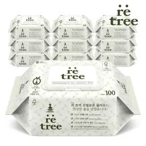 [내일도착] 리트리 4겹원단 물티슈 캡형 100매 x 10팩