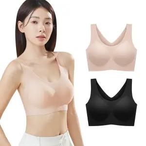 [1+1] 무지 편안한 심리스 노와이어 브라 메쉬 브래지어 컬러2종