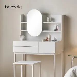 [2월 미리신학기 5% 핫한특별가] 홈리 국내생산 E0 레이어 스틸 수납 슬라이딩 화장대 600/800 (거울포함)
