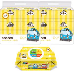 보솜이안심13무물티슈캡60매x6입x2팩-타요 총12팩/리뉴얼 최신형