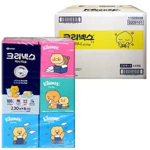 크리넥스 카카오 미니 각티슈 230매 6개입x6팩 (총36각)-1박스