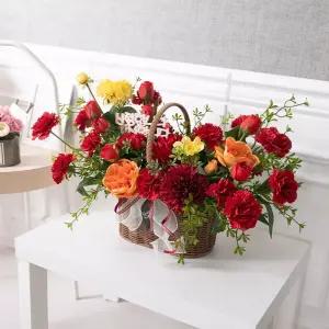 카네이션 조화 바구니 퀸세틴ⅠAset 36cm 꽃 어버이날 스승의날 테이블 장식 감사 선물 행사 소품