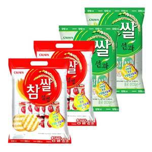 크라운 참쌀설병 128gx2개+참쌀선과 115gx2개 2종 과자 간식 안주 쌀과자 찹쌀