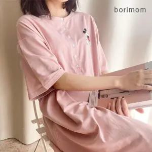 [보리보리/보리맘]미키 반팔 단추 수유 원피스 빅사이즈 임부복 홈웨어 잠옷  ID283