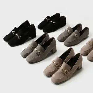 SOVO 레티브 체인 스웨이드 단화 로퍼 로퍼힐 여성구두 2cm 5cm