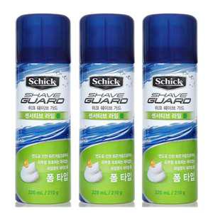 쉬크 쉐이브가드 센서티브 라임폼 220ml x 3개 쉐이빙 면도 거품 폼 크림 젤