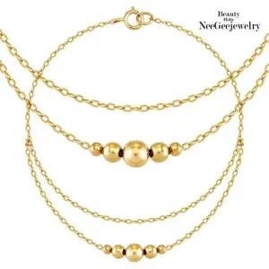[니지쥬얼리] 14K GOLD 언밸골든볼 2줄체인 팔찌