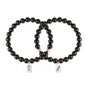 [도로시] 14k 행운 물고기 태그 오닉스 팔찌(천연석)