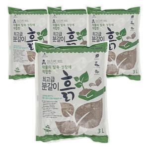 초록스타 분갈이흙 3Lx4포 식물 화분 화초 원예 화훼 상토 배양토