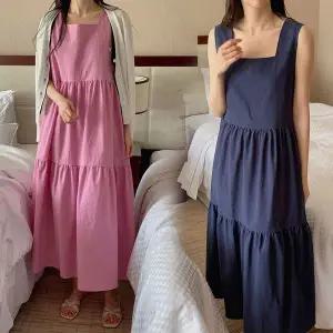 [보리보리/보리맘]스퀘어 린넨 원피스 여름 롱 원피스
