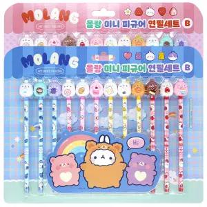 몰랑이 피규어 12본 연필 세트 귀여운 캐릭터 B심 12자루 1타 12개 몰랑