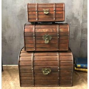 해적 보물상자 나무 엔틱 소품 전시 골동품 보석함