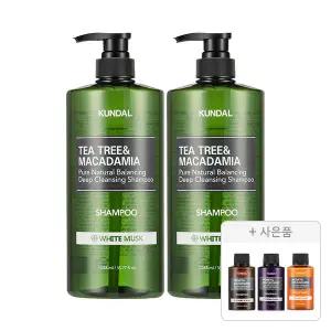 쿤달 딥 클렌징 지성샴푸 화이트머스크 1058ml, 2개+증정(샴푸 일랑일랑 100ml+트리트먼트 일랑일랑 100ml+바디워시 일랑일랑 100ml 각 1개 (총 3개)))