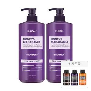 쿤달 네이처 트리트먼트 핑크그레이프프룻 1058ml, 2개+증정(샴푸 일랑일랑 100ml+트리트먼트 일랑일랑 100ml+바디워시 일랑일랑 100ml 각 1개 (총 3개))