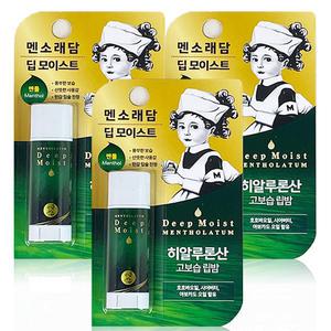 멘소래담 딥 모이스트 립밤 멘솔 4.5g 3개 , 촉촉한 시원한 입술 보습제