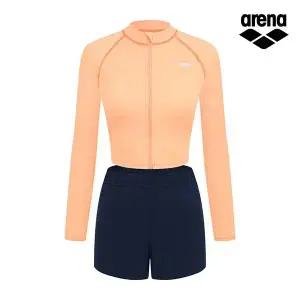 [아레나수영복] 이니셜 레저 크롭 집업 래쉬가드 세트 A4BL1PS03NCR
