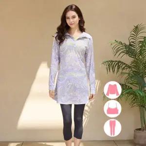 [베이직엘르] 여성인 롱 셔츠 래쉬가드 워터레깅스 세트 BEL X213P_P365259630