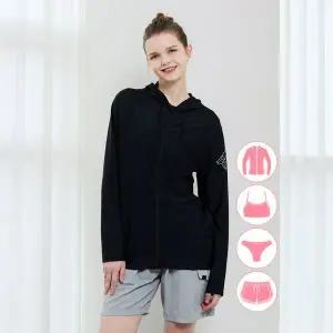 [베이직엘르] 여성인 루즈핏 후드 래쉬가드 비치반바지 세트 BEL X005K_P366776750