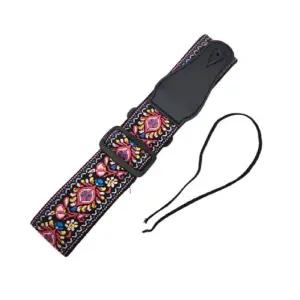 자수 문양 기타 스트랩 레드/베이스/우쿨렐레/어깨끈/통기타/멜빵/멜방/기타끈/끈/악기/우크렐레/멜빵끈