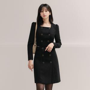 [시크라인] (~XXL까지) 신시아 스퀘어넥 퍼프 트위드 원피스 겨울 하객룩 오피스룩 미시룩 연말룩 파티룩 여성의류