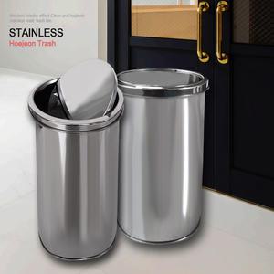 스텐 회전뚜껑 스윙휴지통