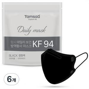 탐사 KF94 데일리 마스크 지퍼백, 25매입, 블랙, 6개 one option