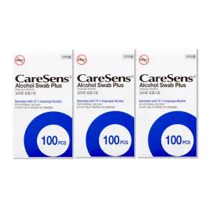 케어센스 알콜스왑100매-3개 /일회용 알콜솜 소독솜