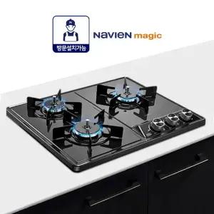 나비엔매직 GRB7003ND 빌트인 가스쿡탑 가스레인지 3구 매립형 블랙코팅상판 560X430