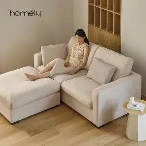 홈리 모먼트 1840 구스 유럽 다비스 패브릭 3인 소파 쇼파+스툴