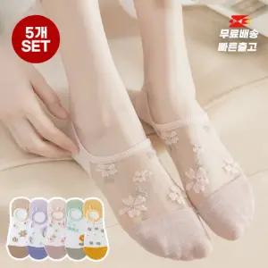 엔비 [무료배송] [5켤레] 꽃잎 자수 페이크삭스