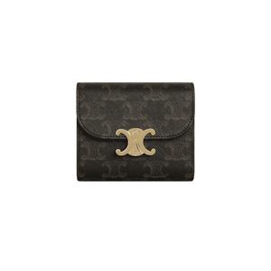 셀린느 트리옹프 캔버스 스몰 반지갑 탄 지갑 탠 금장 10D782CQH04LU