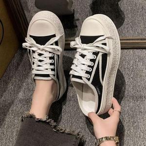 여성 키높이 6cm 뮬 스니커즈 통굽 블로퍼 캔버스 운동화 여름